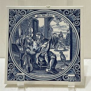 DELFT “De Musikant” Blue & White Ceramic Tile